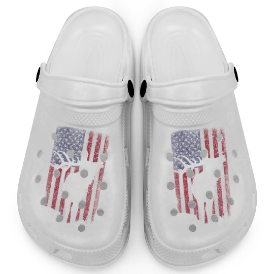 Elk Hunting Bugling Bull US Flag American Clogs