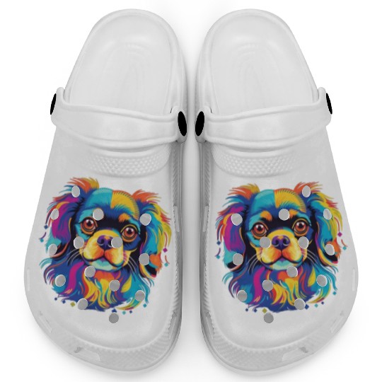 Watercolor Colorful Tibetan Spaniel Clogs