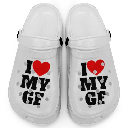 I Love My GF Red Heart Matching Couple Girlfriend Clogs