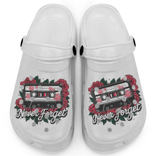 A cassette tape colored with roses Clogs