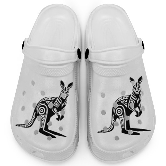 Kangaroo Tribal Style Vector Design Single Color Clogs