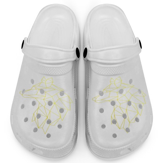 Wolf face tattoo geometric modern Colorful Clogs