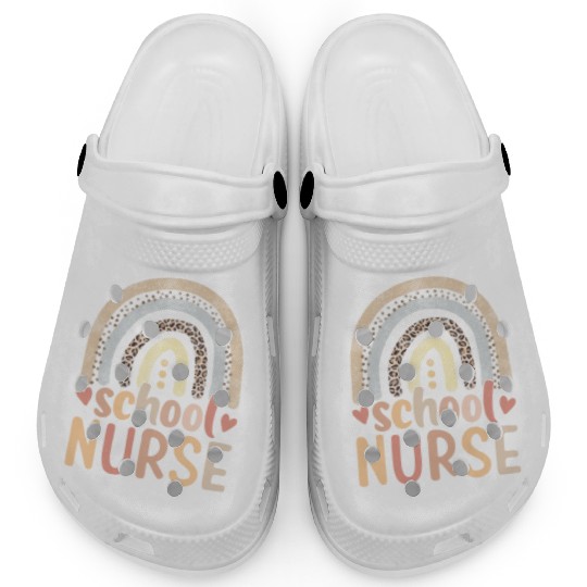 Rainbow Leopard Print School Nurse Back To School Clogs