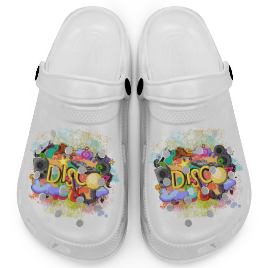 Vector Disco Theme Guitar Piano Song Drum Speaker Clogs