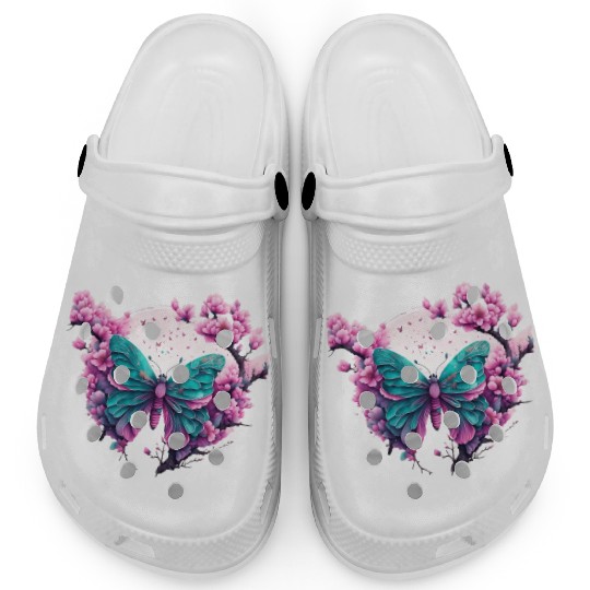 Beautiful butterfly and flower Clogs