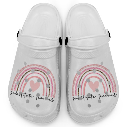 Substitute Teacher Boho Rainbow Back To School Clogs