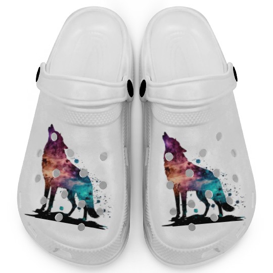 Wolf Print, Cosmic Wolves, Animal Print, Cosmos Clogs