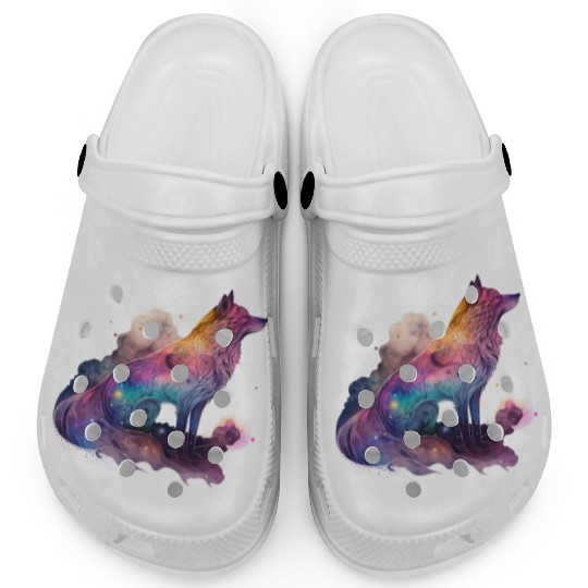 Wolf Print, Cosmic Wolves, Animal Print, Cosmos Clogs