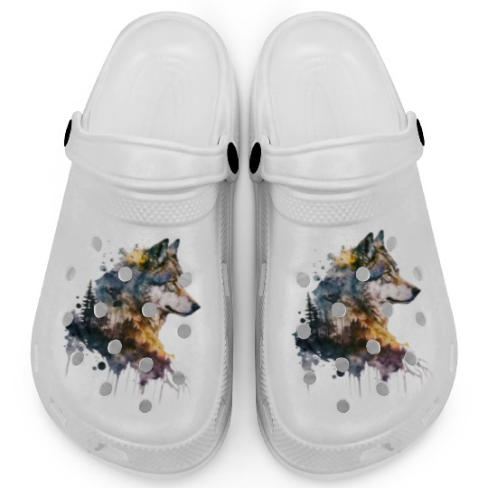 Wolf Print, Cosmic Wolves, Animal Print, Cosmos Clogs