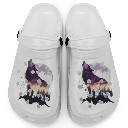 Wolf Print, Cosmic Wolves, Animal Print, Cosmos Clogs