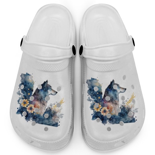 Wolf Print, Cosmic Wolves, Animal Print, Cosmos Clogs
