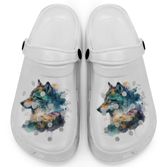 Wolf Print, Cosmic Wolves, Animal Print, Cosmos Clogs