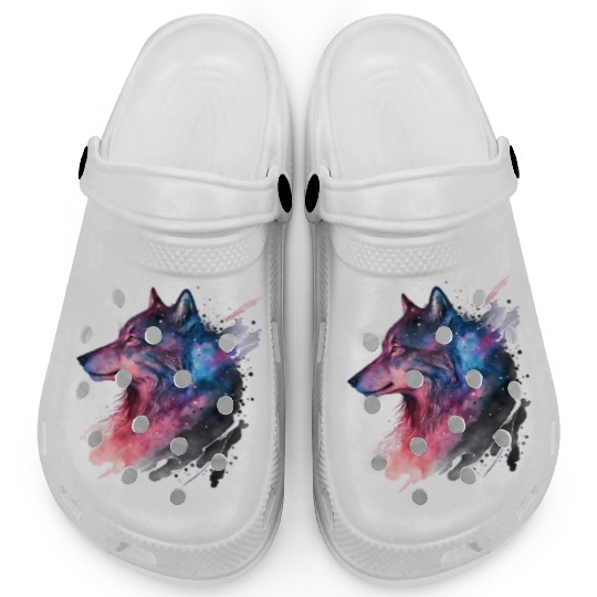 Wolf Print, Cosmic Wolves, Animal Print, Cosmos Clogs