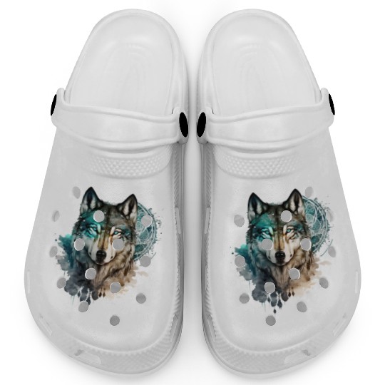 Wolf Print, Cosmic Wolves, Animal Print, Cosmos Clogs