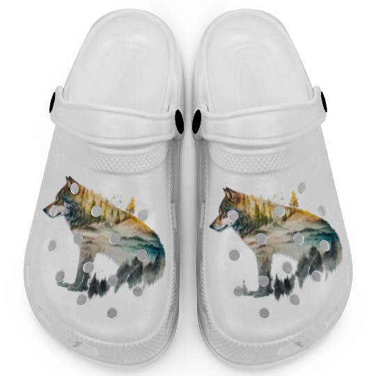 Wolf Print, Cosmic Wolves, Animal Print, Cosmos Clogs