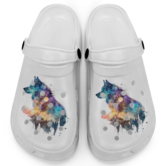 Wolf Print, Cosmic Wolves, Animal Print, Cosmos Clogs