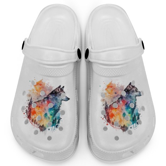 Wolf Print, Cosmic Wolves, Animal Print, Cosmos Clogs