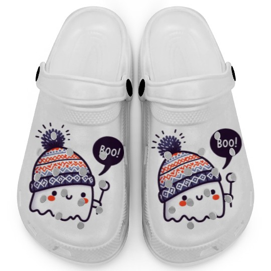 Ghostly Surprise with Knitted Hat Clogs
