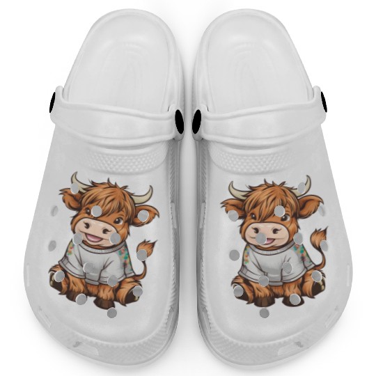 Cute Baby Highland Cow Graphic Highland Cattle Clogs