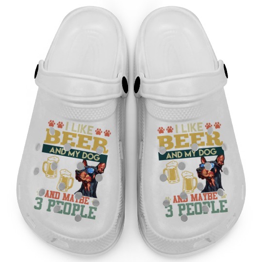 Doberman LIKE BEER AND DOG AND MAYBE 3 PEOPLE Clogs