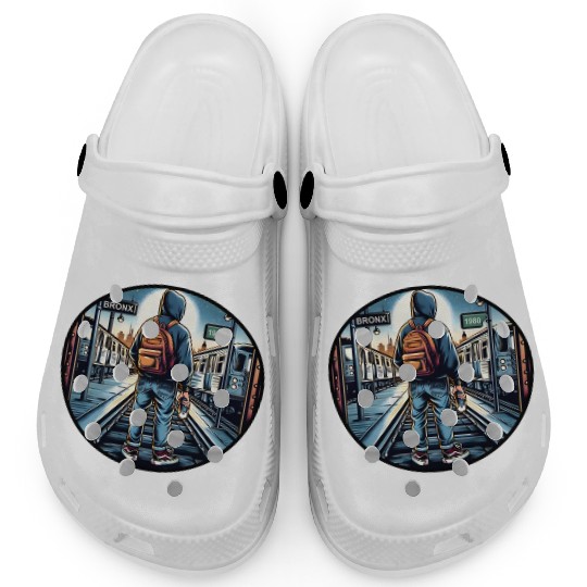 AI Teen in Outdoor Subway Yard - Circle Border Clogs