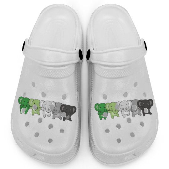 Aromantik Flag Pride Lgbtq Cute Elephant Clogs