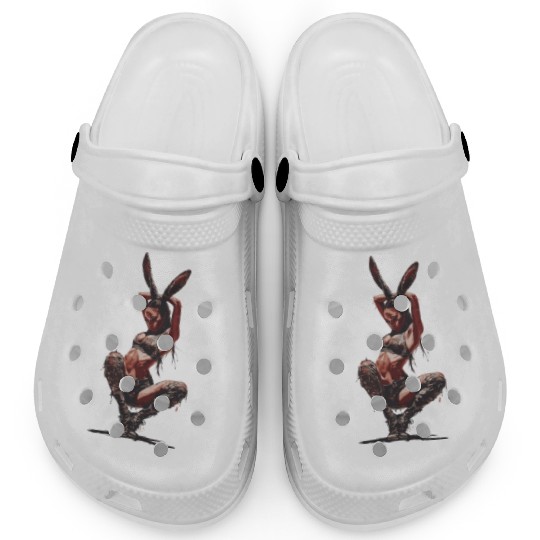 Warrior Bunny Ears Fantasy Art Powerful Pose Clogs