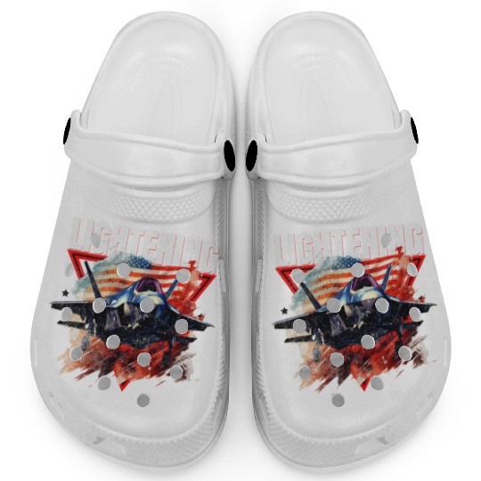 F35 Lightning Fighter Jet Plane Veteran Military Clogs
