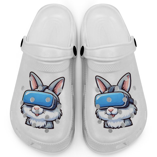 VR Gamer Bunny: Digital Gaming Adventure Clogs