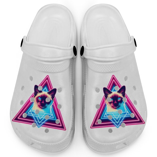 Siamese cat in the 80s style triangle Clogs
