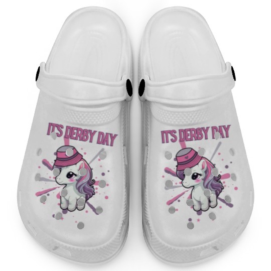 It's Derby Day Cute Horse Unicorne Hat Clogs