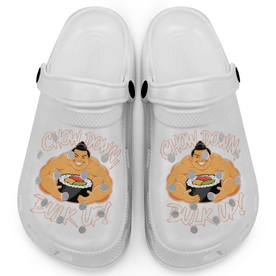 Sumo Wrestler Eating Sushi Clogs