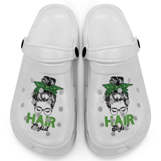 Hairstylist St Patrick's Day Shamrock Messy Bun Clogs