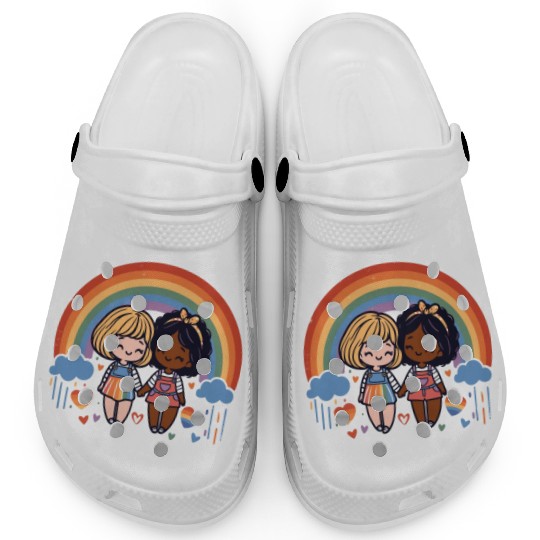Cute Lesbian Sapphic Whitey Melanin Rainbow Pride Clogs