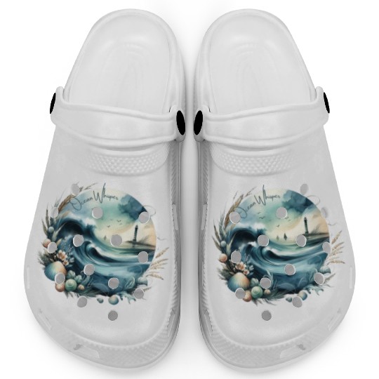 Ocean Whisper: Serene Seascape Art Clogs