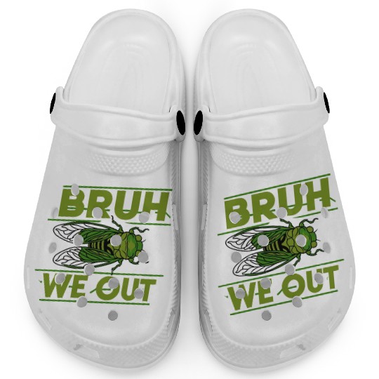 Bruh We Out Green Cicada Clogs