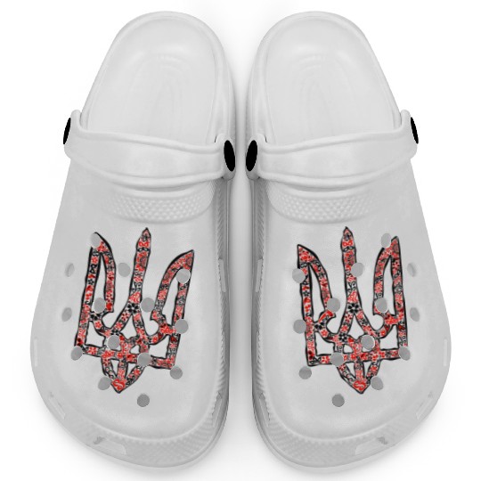 Ukraine trident Tryzub in red and black colors Clogs