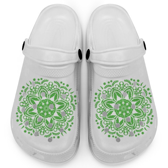 Green floral lace pattern Clogs