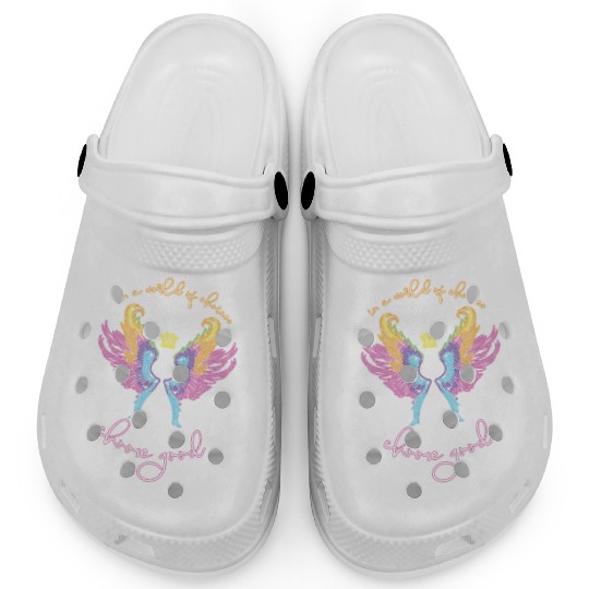 Neon angel wings with a crown Clogs