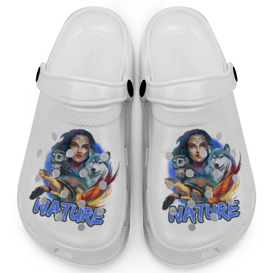 Nature-Inspired Wolf Owl Turtle Phoenix Woman Clogs