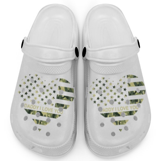 I Love Daddy American Flag Heart Gift Fathers Day Clogs