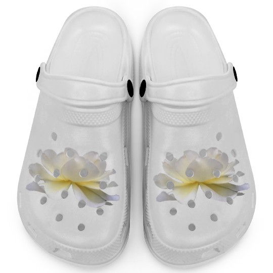 Lotus rose white flower Clogs