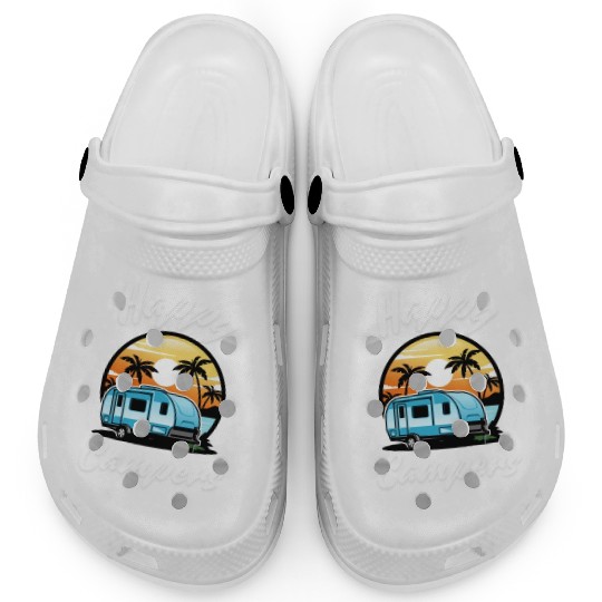 Funny Camping Hiking Lover Present Happy Camper Clogs