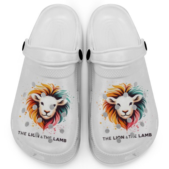 The Lion And The Lamb Abstract Art Design Clogs