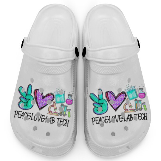Peace Love Lab Tech Medical Laboratory Professiona Clogs