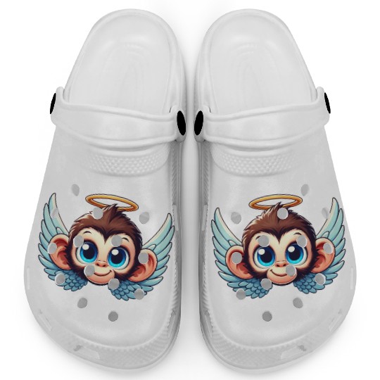 Monkey chimpanzee cartoon angel wings Clogs