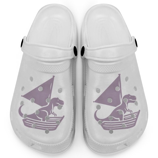 Cool summer sailboat T-Rex silhouette Clogs