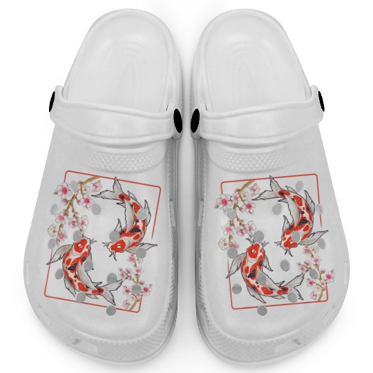 Japanese Koi Carp Fish Cherry Blossom Clogs