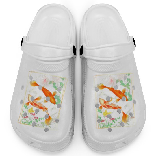 Japanese Koi Carp Nishikigoi Fish Cherry Blosso Clogs