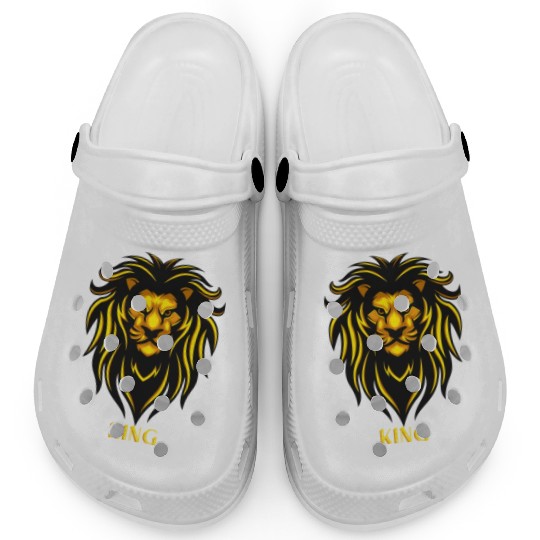 Black Yellow Lion Illustrative Clogs